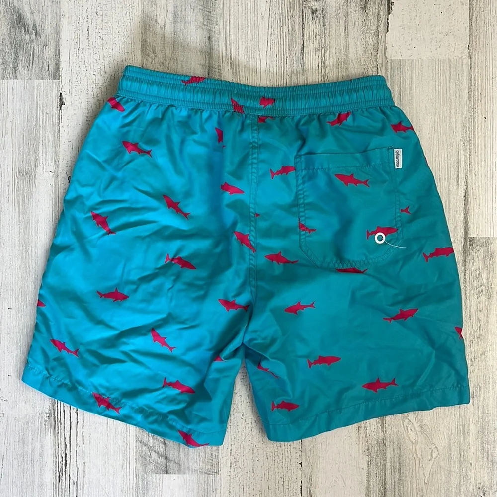 A2 - small blue swim shorts  pink sharks size S MAAMGIC